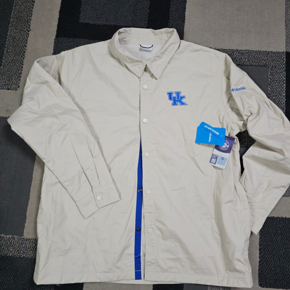Columbia Jacket Mens XL Beige Kentucky Wildcats Snap Front New